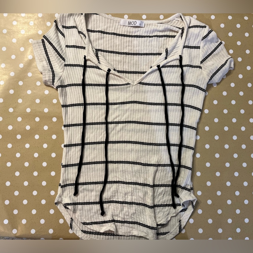 White and black shirt from MOD boutique